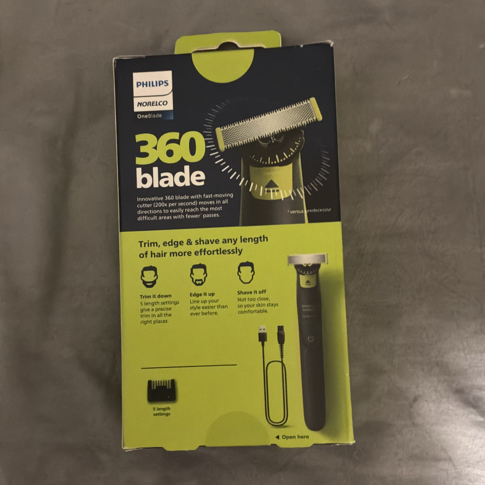 Philips Norelco OneBlade 360 Face Trimmer 360 Blade USB QP2724/90