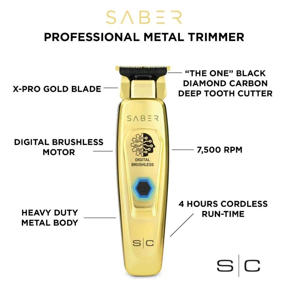 StyleCraft Saber Gold Trimmer Cordless Metal Digital Brushless Motor – BRAND NEW