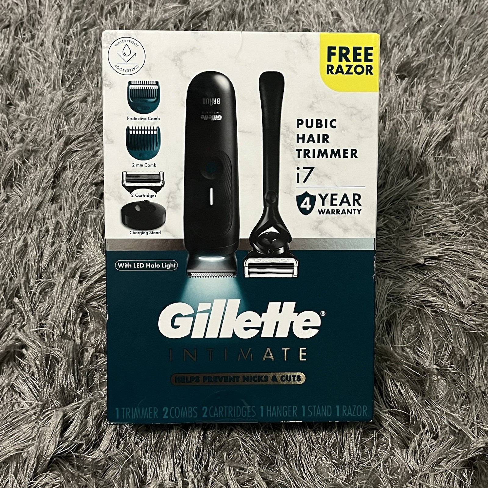 Gillette Intimate i7 Pubic Hair Trimmer + Free Razor (Prevents Nicks & Cuts)