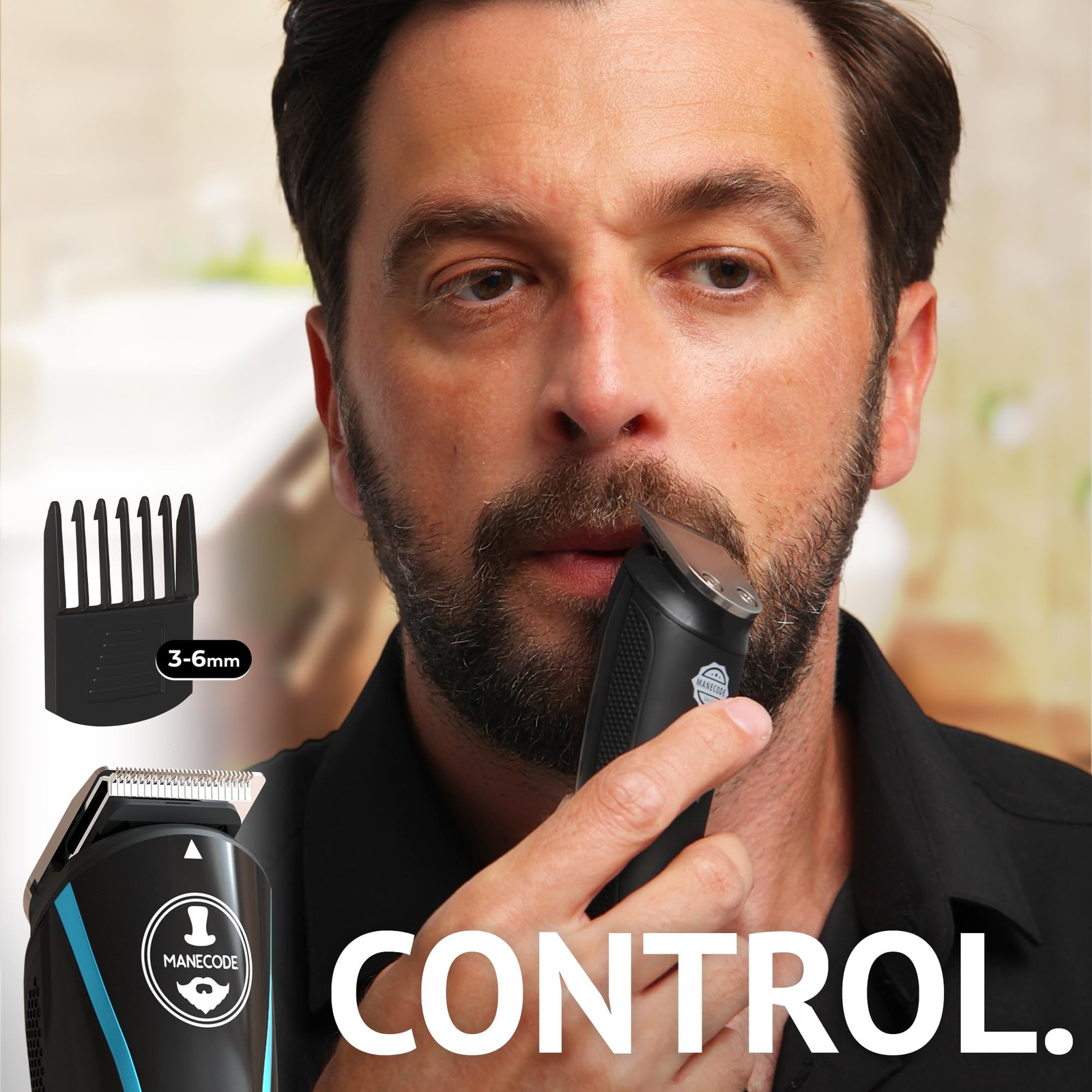 MANECODE® Beard & Hair Trimmer for Men – Self-Sharp Blades® USB-C, Waterproof…