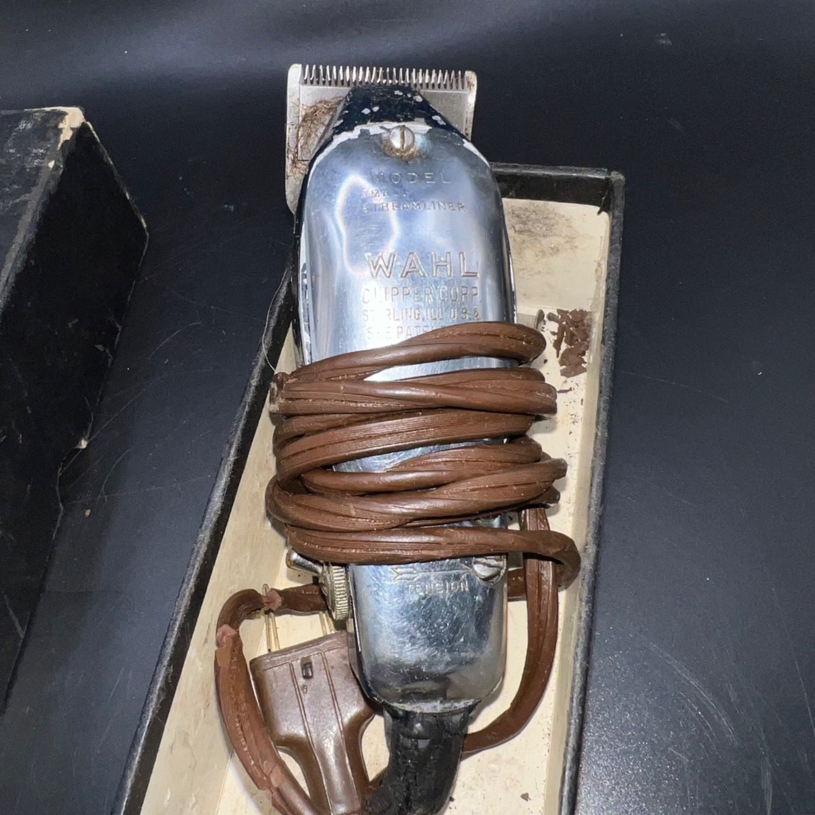 Wahl Large 89 VTG Electric Clipper Original Box Model 000 Blue & Silver untested