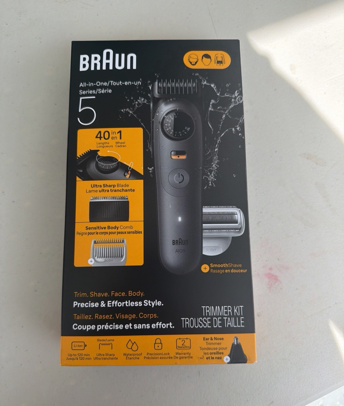 Braun All-in-One Series 5 40-in-1 Trimmer Kit Waterproof Face/Body Black