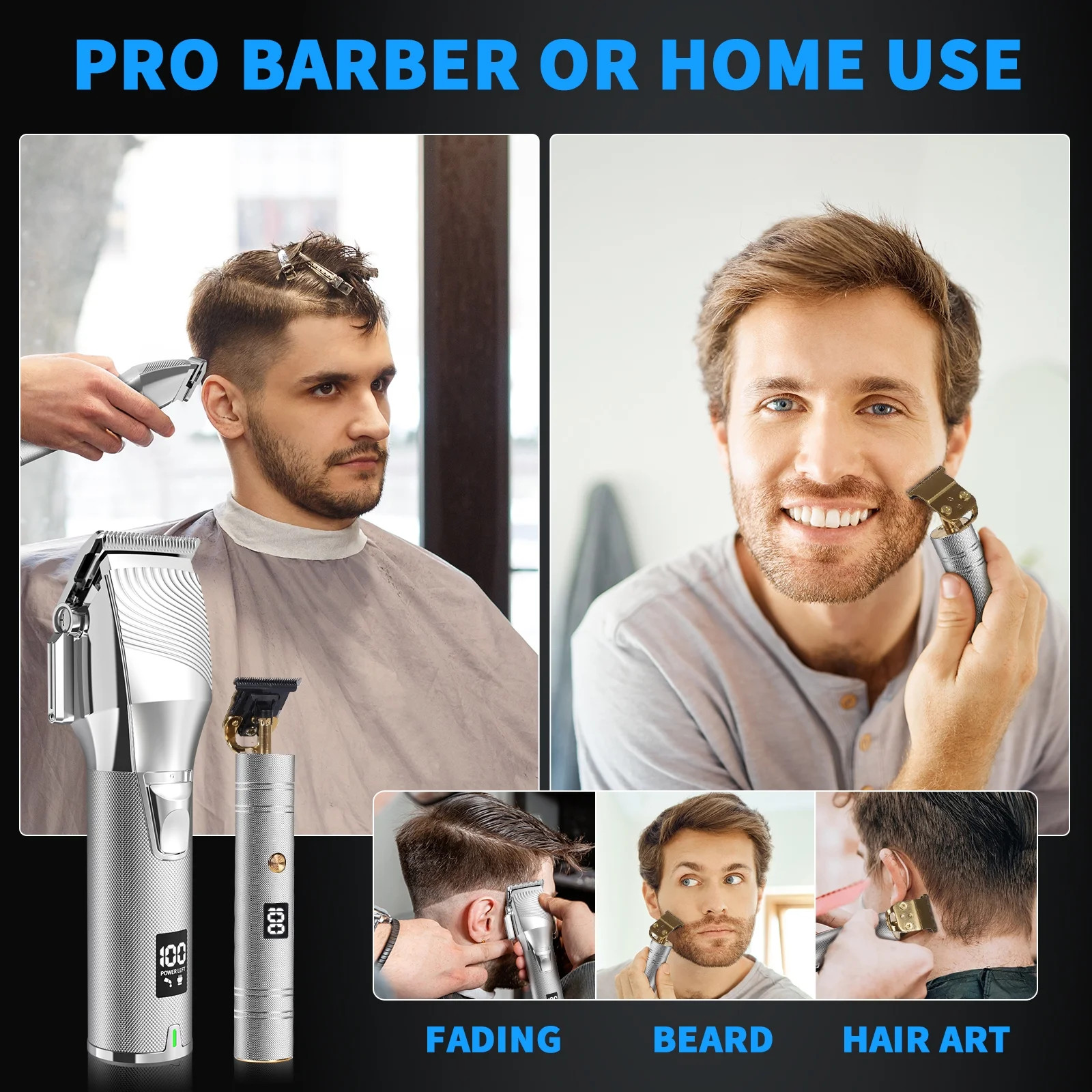 NEXPURE Hair Clippers &Beard Trimmer Set Brushless Motor 300Min LCD Cordless