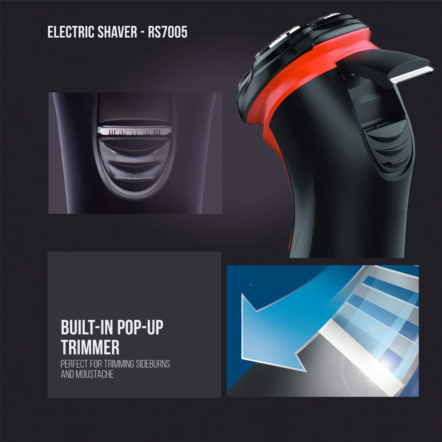 Havells RS7005-3 Pop-up Trimmerr -Black & Red,Rotary,