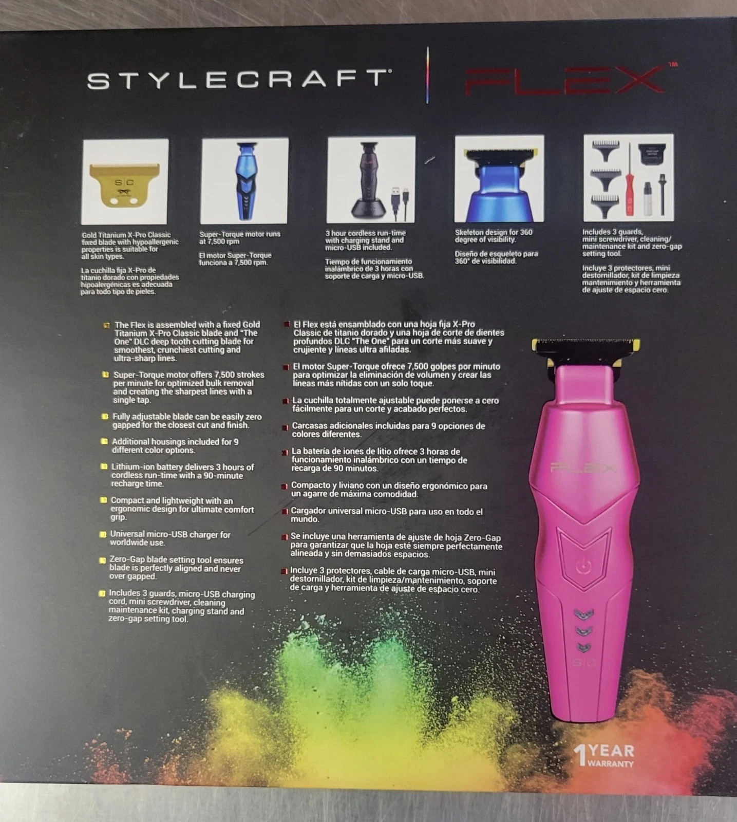 StyleCraft Flex Professional Modular Super-Torque Motor Cordless Trimmer SC406M