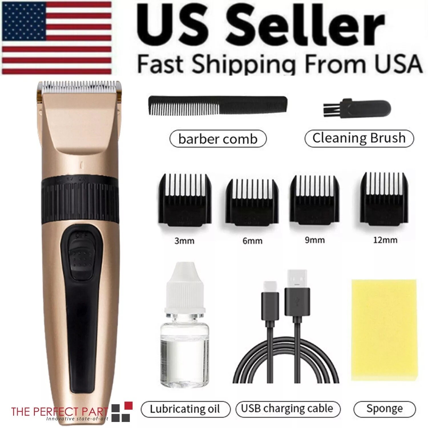 Mens Professional Hair Clippers Trimmer Barber Hair Cutting Kit Machine Cordless
