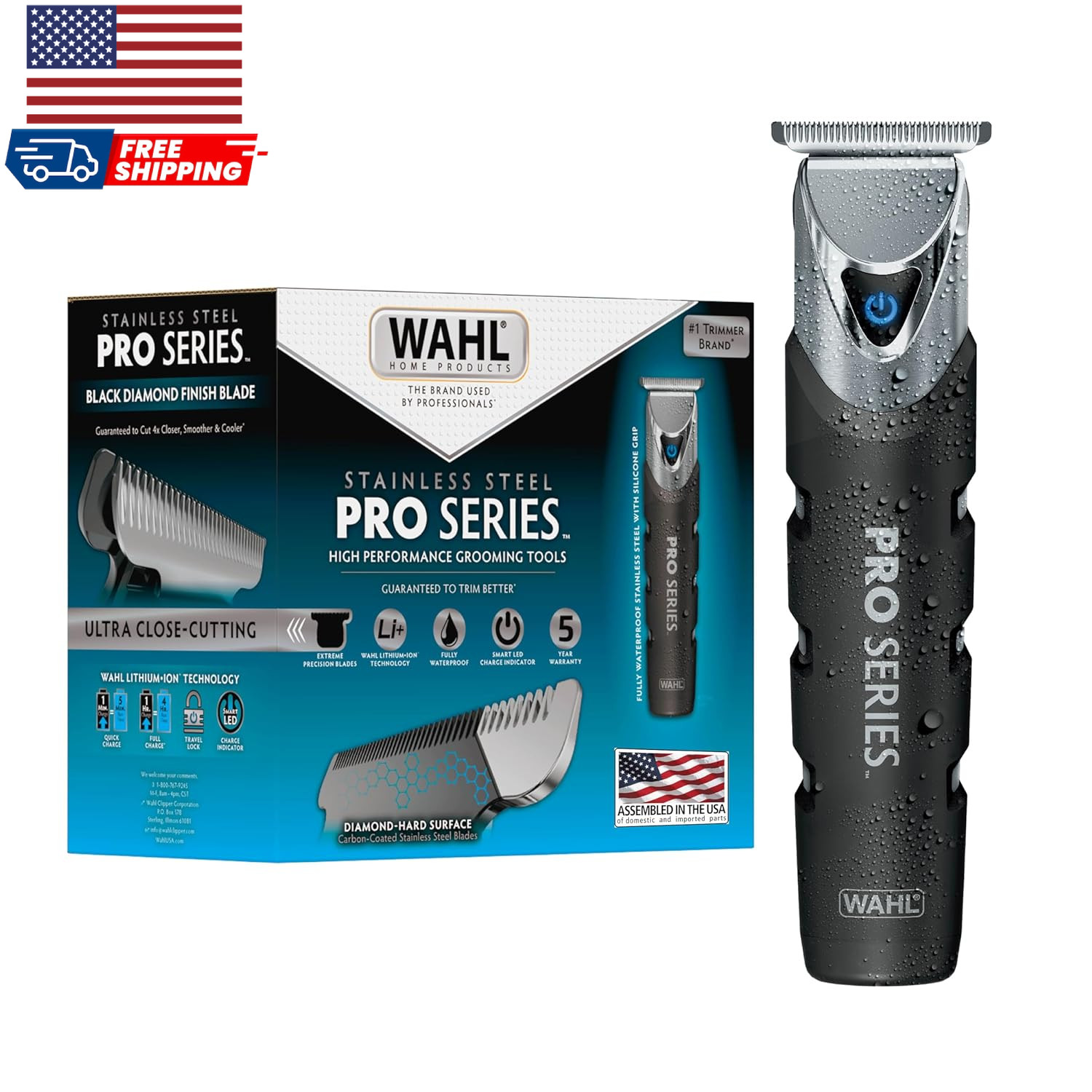 Wahl USA Pro Series Forever BladeTM Stainless Steel Cordless Rechargeable Bea…