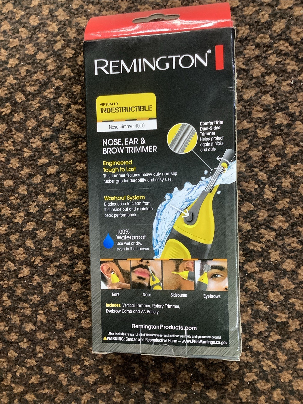 Remington Remington Virtually Indestructible Nose, Ear & Brow Trimmer, Yellow…