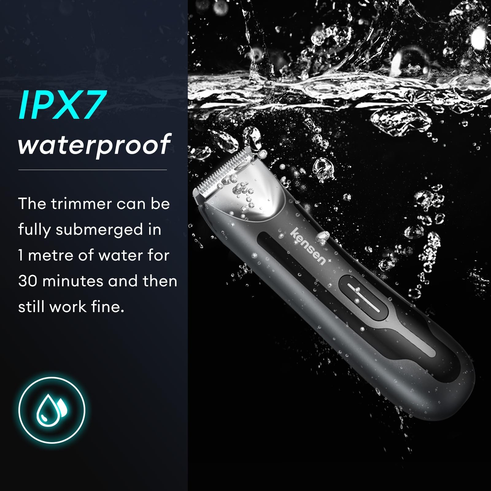 Body Hair Trimmer for Men – Waterproof Groin & Pubic Hair Shaver, LED Light, Cer