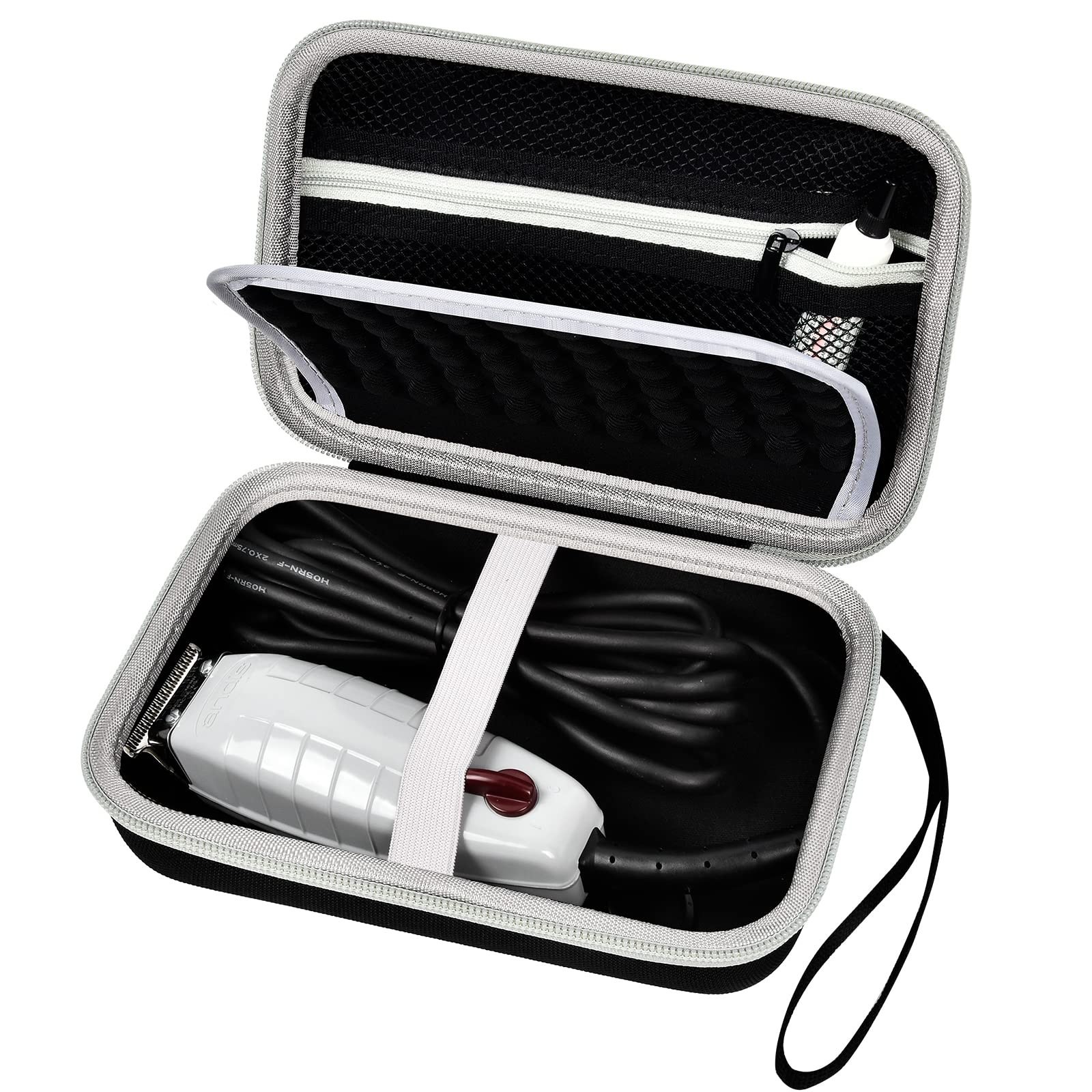 Hair Trimmer Case for Andis T-Outliner – PU Shell, Padded Divider, Mesh Pocket,