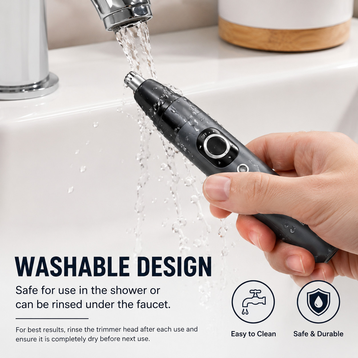 Ear and Nose Hair Trimmer with LED indicator USB Rechargeable Water Resistant