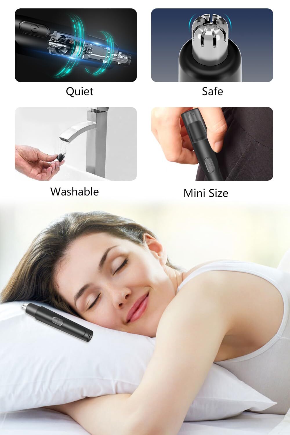 Nose Hair Trimmer, USB Rechargeable, Professional Painless Ear Hair Trimmer