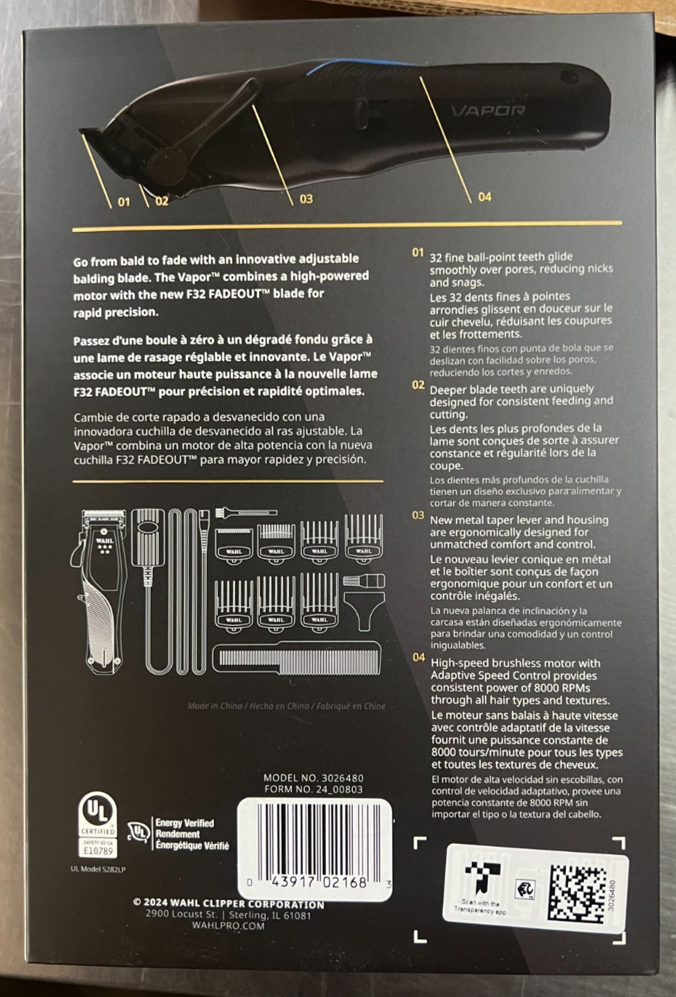 Wahl Professional 5-Star Vapor Cordless Clipper with F32 FadeOut Blade 3026480