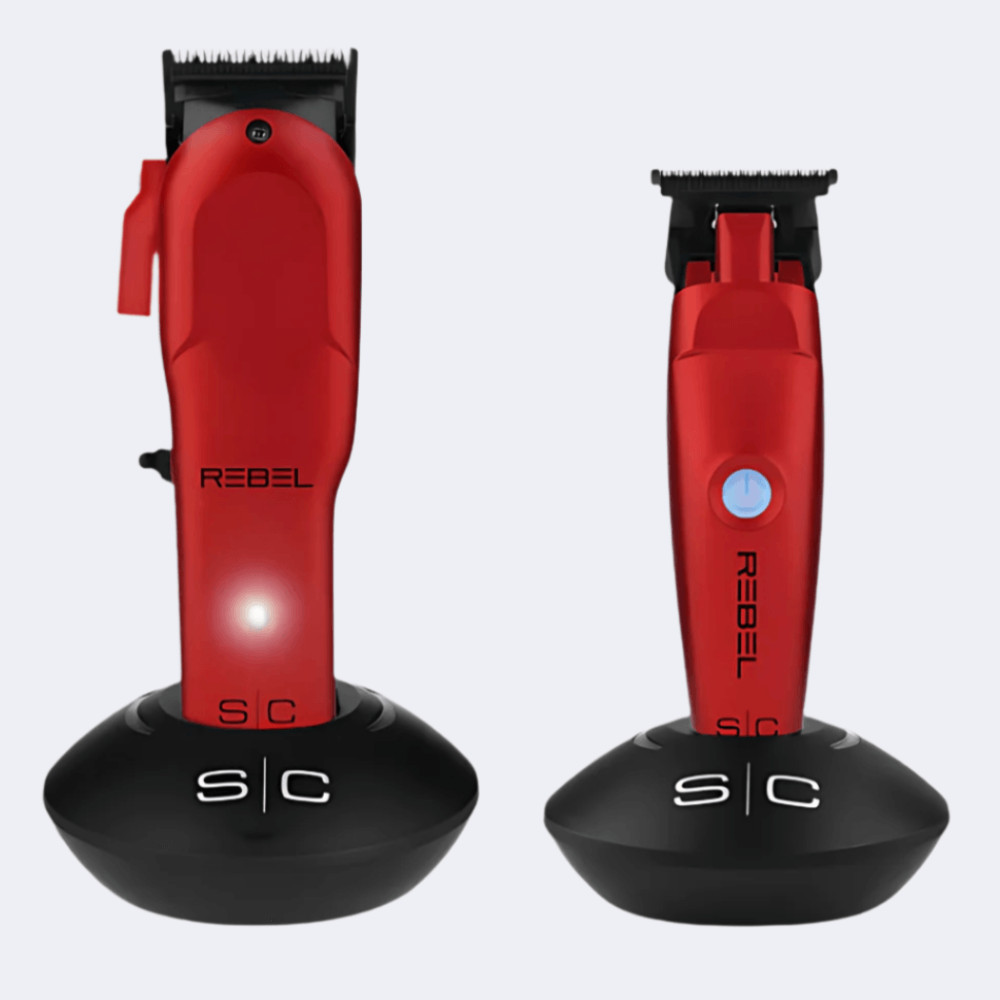 StyleCraft Super-Torque Modular Rebel Clipper & Trimmer Combo Set – Red (SC203)