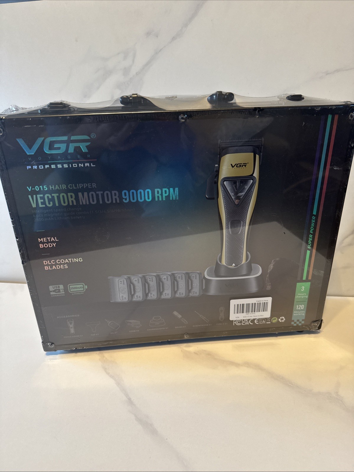 VGR Voyager 015 Professional Cordless Hair Clippers 9000 RPM Vector Motor Metal