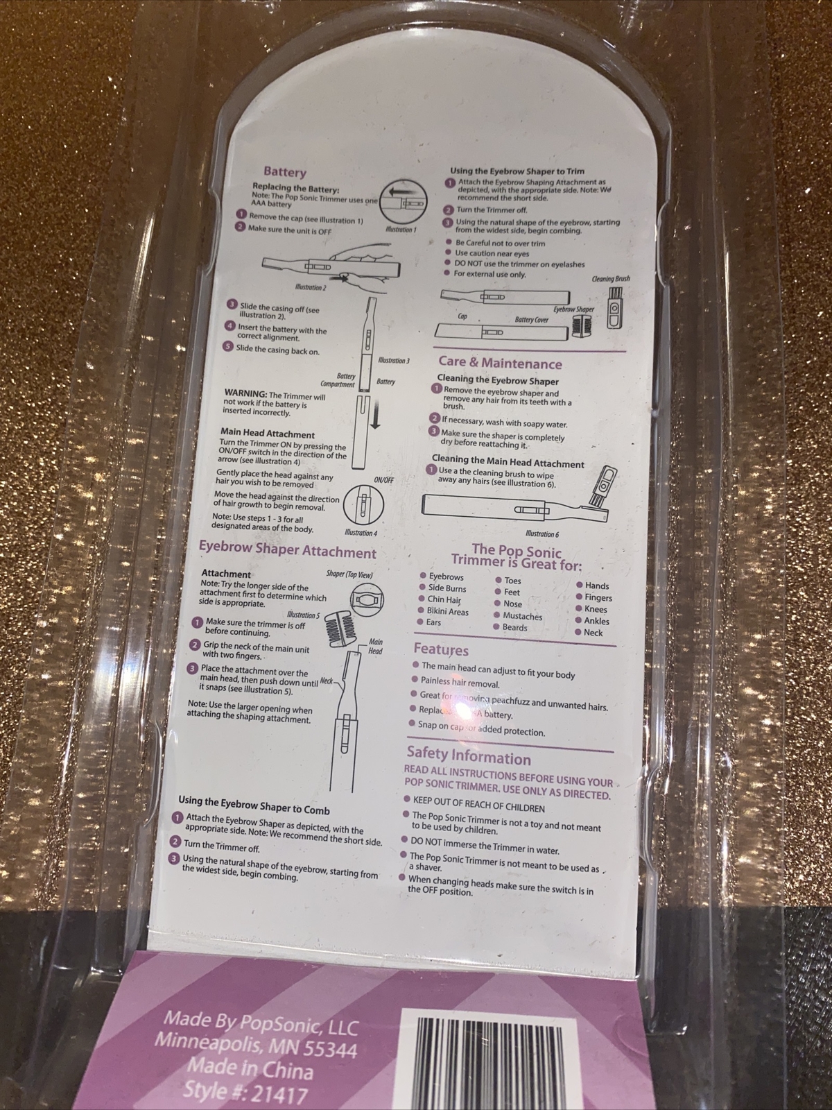 POP Sonic Trimmer Purple Flower NEW SEALED