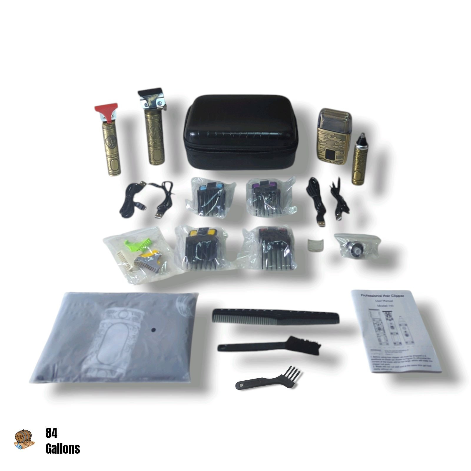 DUMITE 740 – 29 pcs Cordless Professional Men’s Grooming Set (Bronze/Gold)
