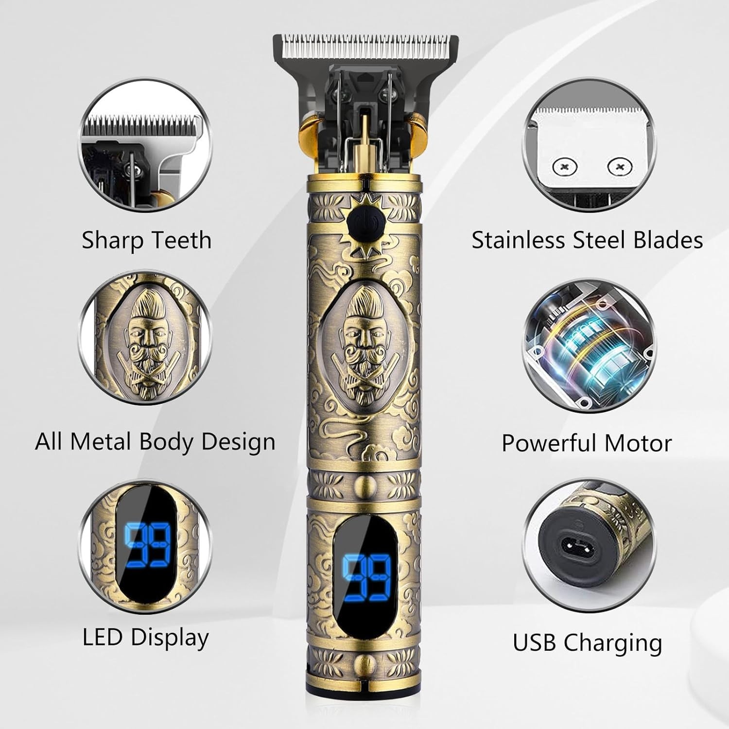 Cortapelos profesional para hombre, inalámbrico, kit profesional de corte y cuid