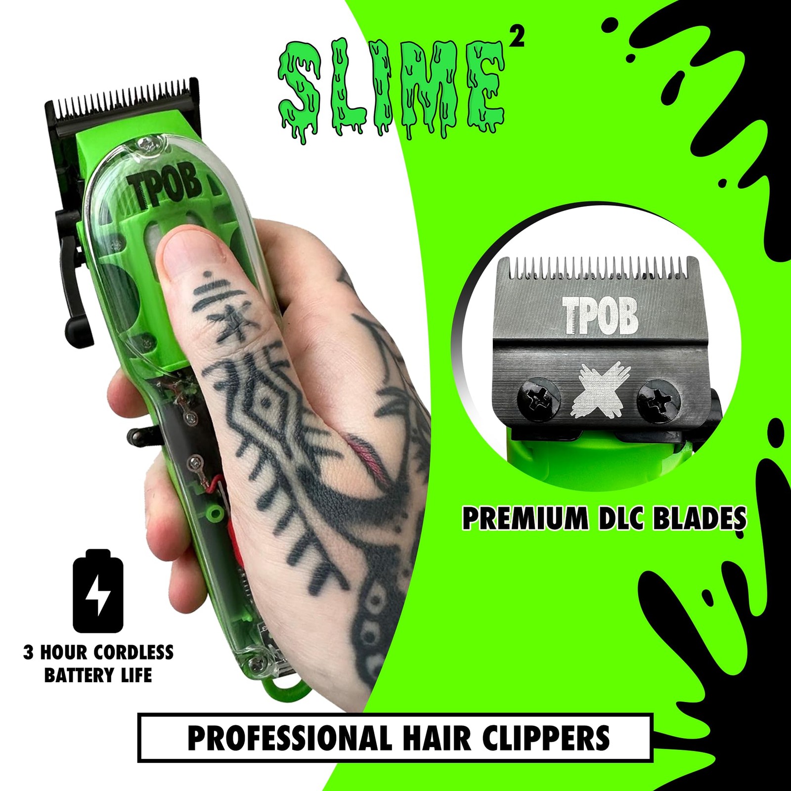 TPOB Slime 2 Barber Hair Clippers for Men 6800 RPM with 12 Piece Set,