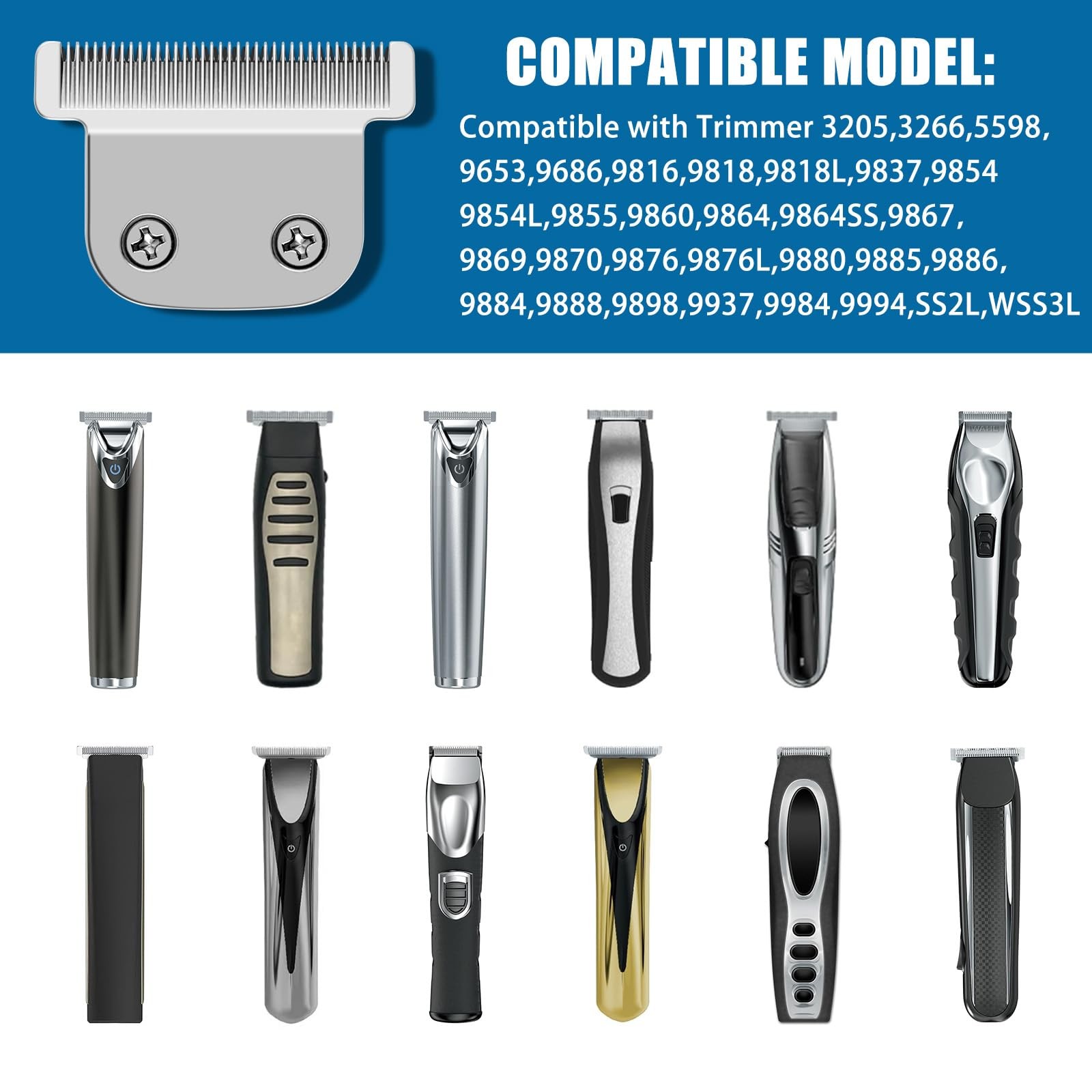 Genuine Wahl Trimmer Replacement Stainless Steel T Blade 02144 9818 9864 9854