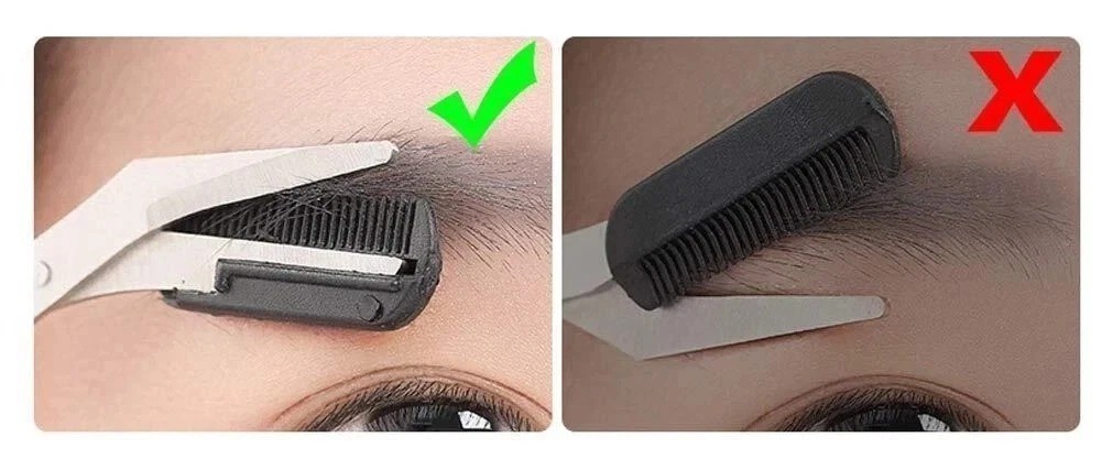 2PCS Eyebrow Trimmer Scissors with Comb Stainless Steel Precision Brow Grooming