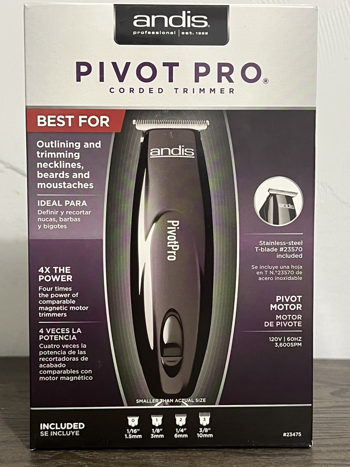 andis Pivot Pro Corded T-Blade Trimmer #23475 **NEW IN BOX**