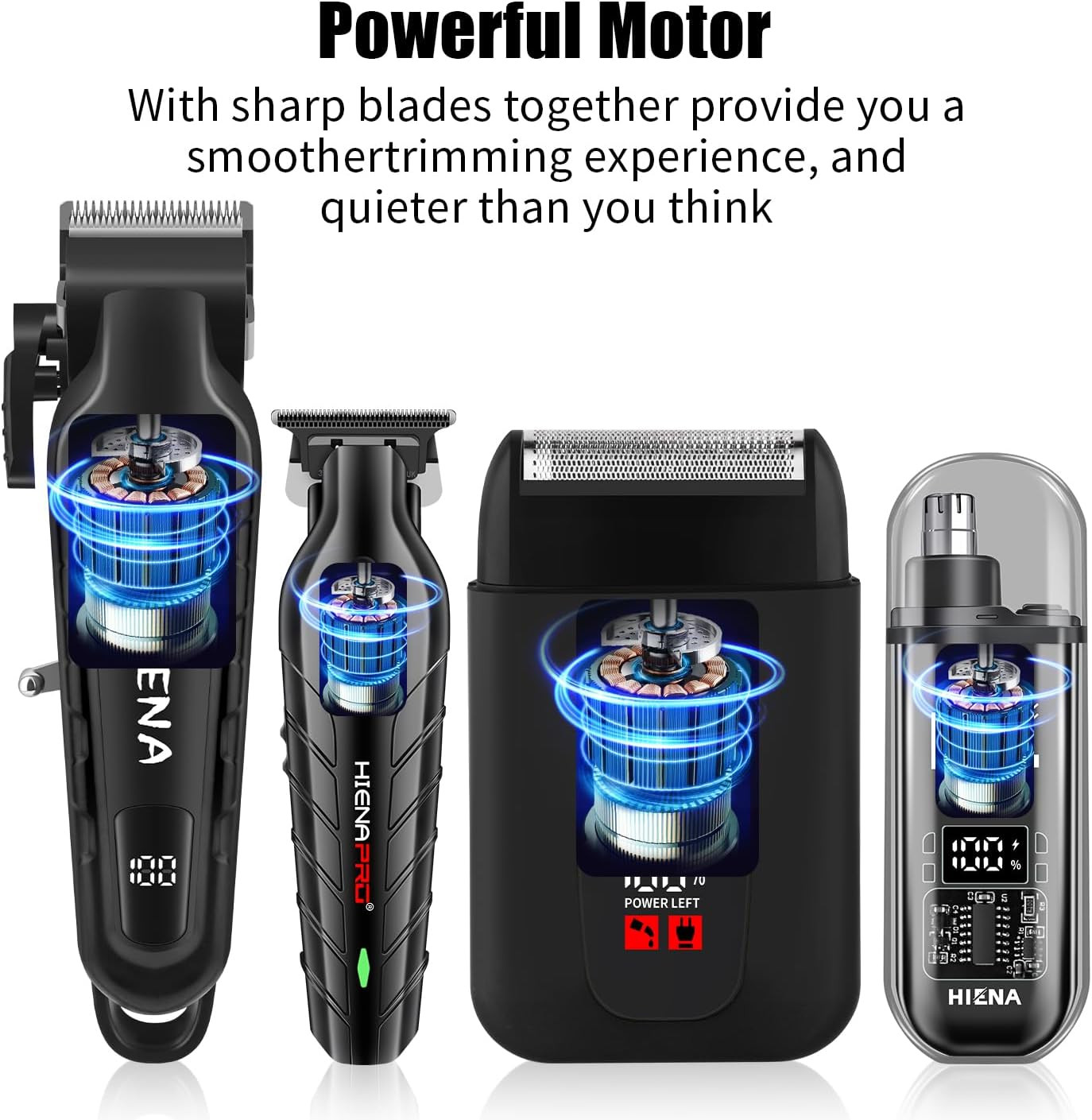 Hair Clipper Set for Men, 4-In-1 Cordless Kit | Adjustable Clipper, T-Blade Trim