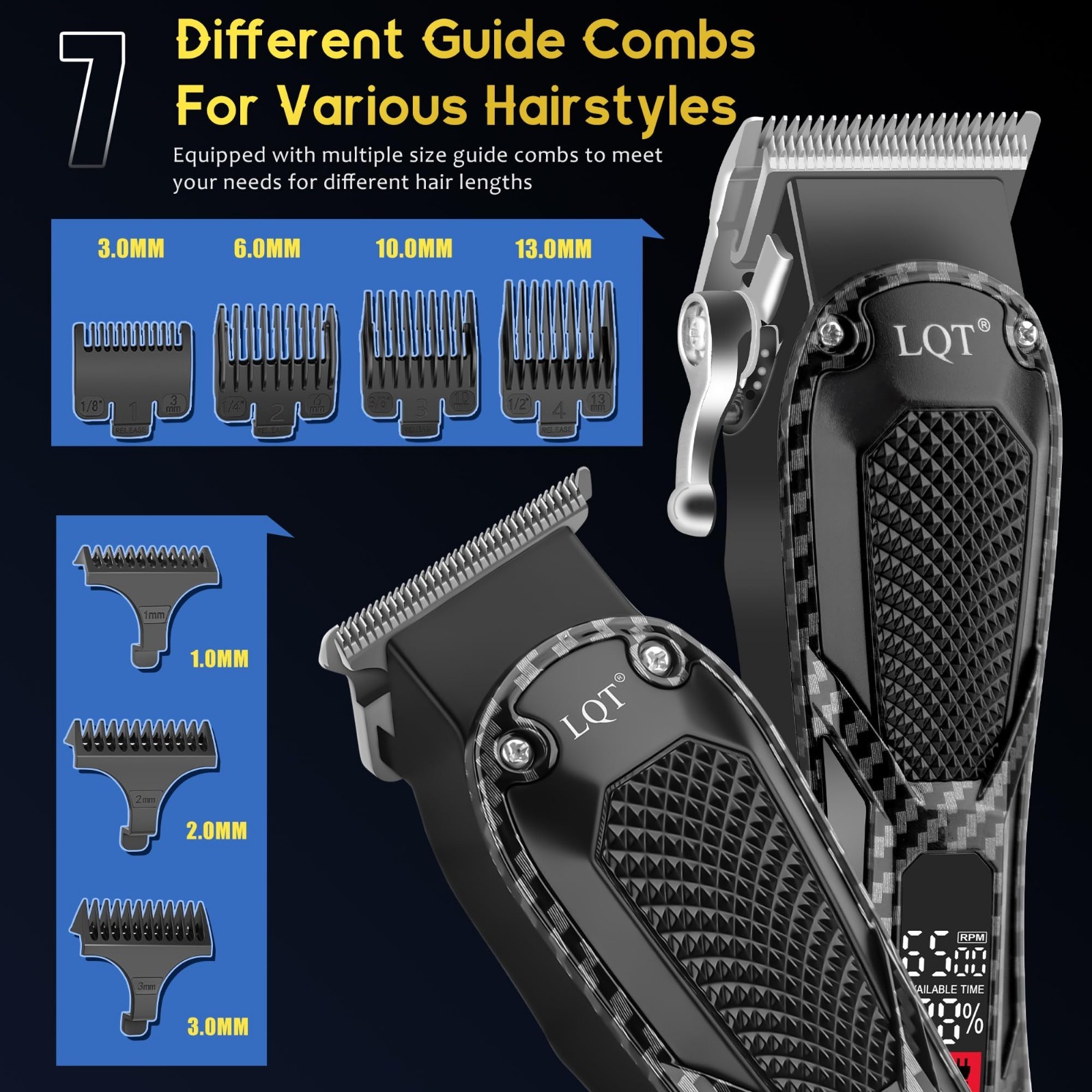 Rechargeable Cordless Hair Clippers & Beard Trimmer Kit with LCD Display – Perfe