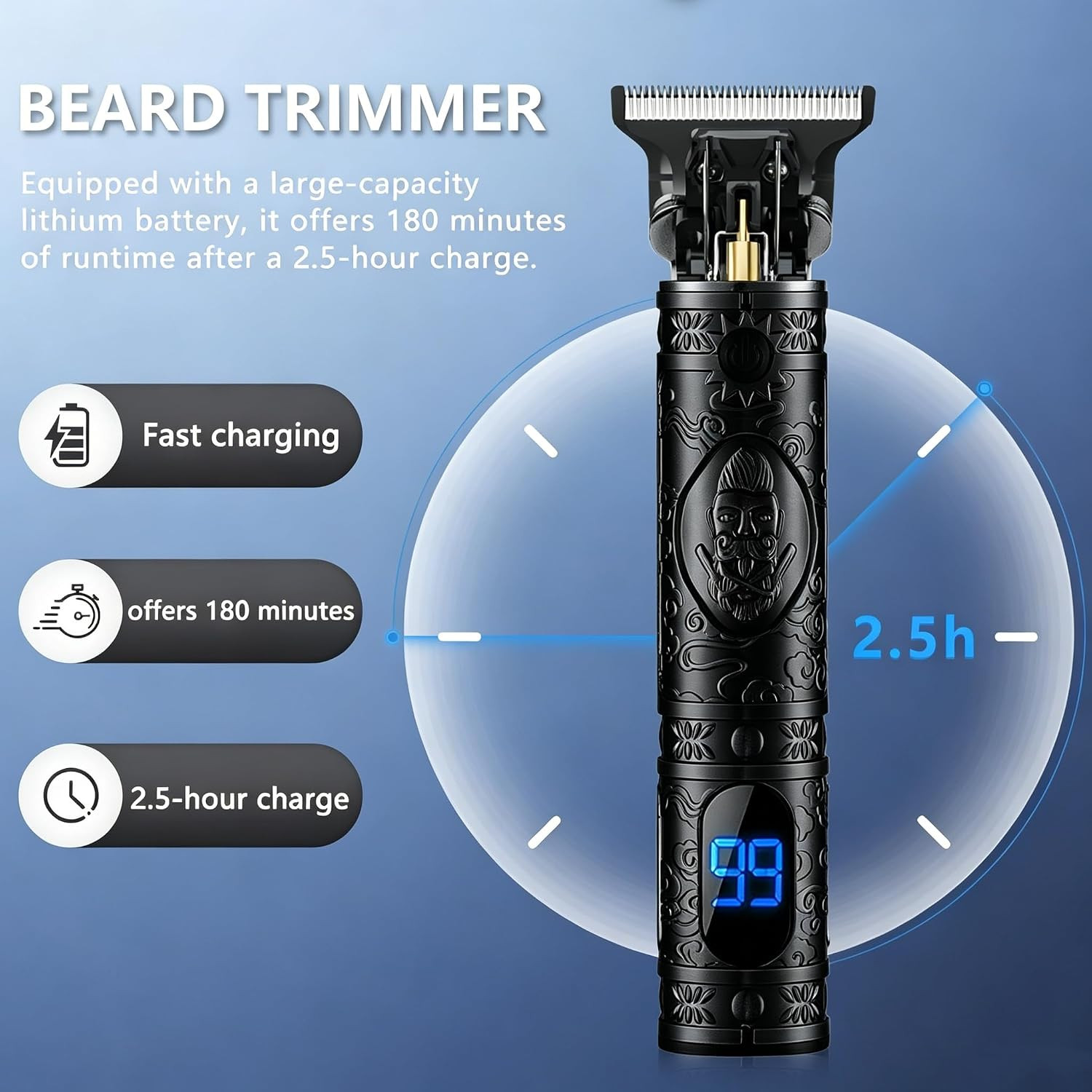 Beard Trimmer, Cordless T-Blade Hair Clippers, Ultra Portable | Edgers Trimmer,1