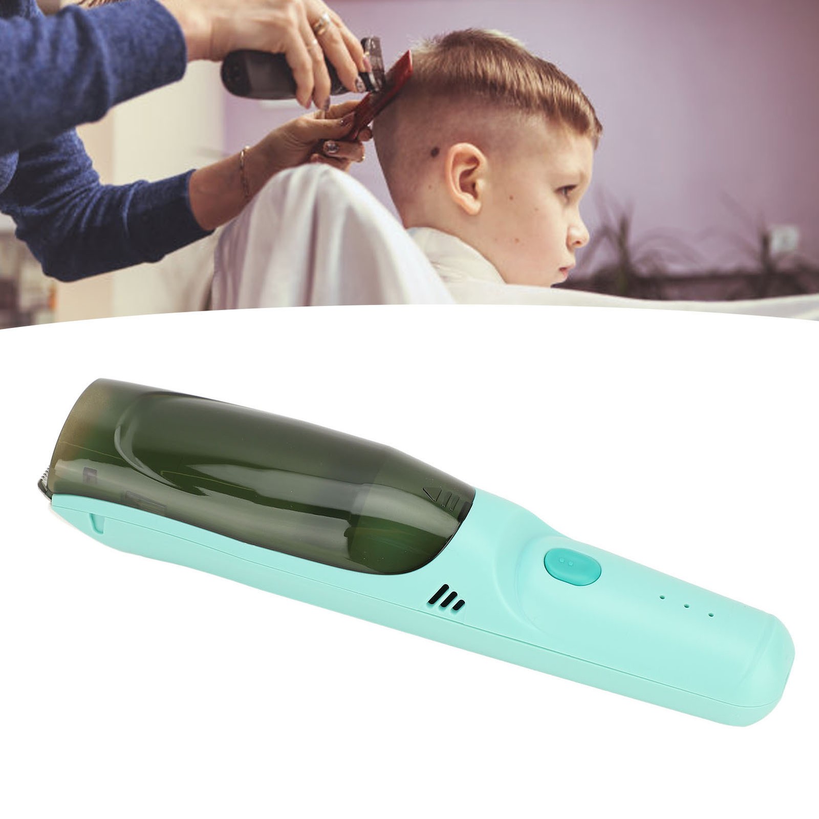 Baby Hair Clipper Quiet Electric Kids Hair Trimmer Green Waterproof Wet Dry Use