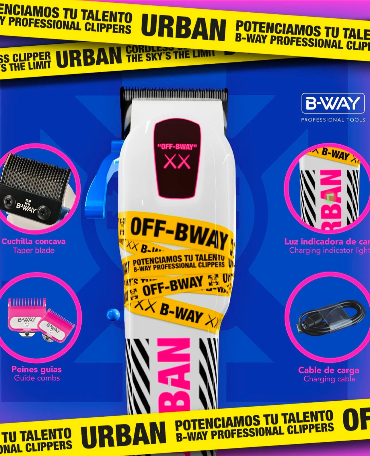 B-Way Urban Cord/Cordless Clipper #BW1URBAN – Fade & Taper Power Fast Ship
