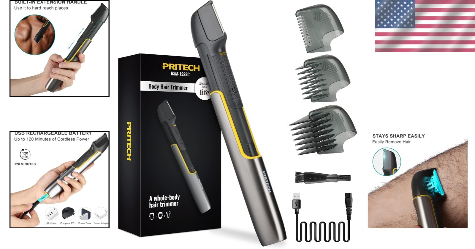 Versatile Body Groomer with Precise Trimmer for Sensitive Areas – Men’s Edition