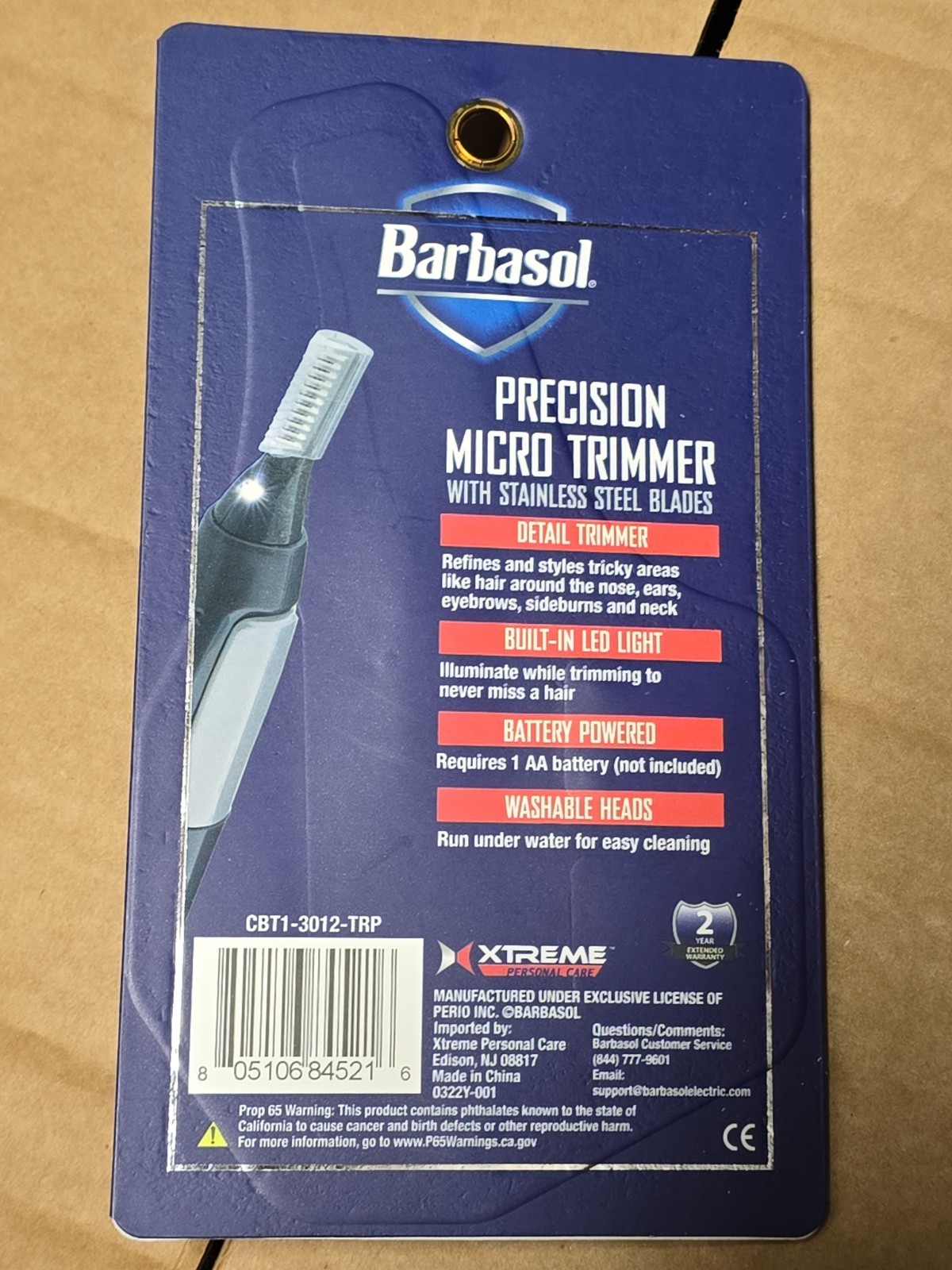 Barbasol Micro Precision Trimmer with Stainless Steel Blades W/Light 4 Piece