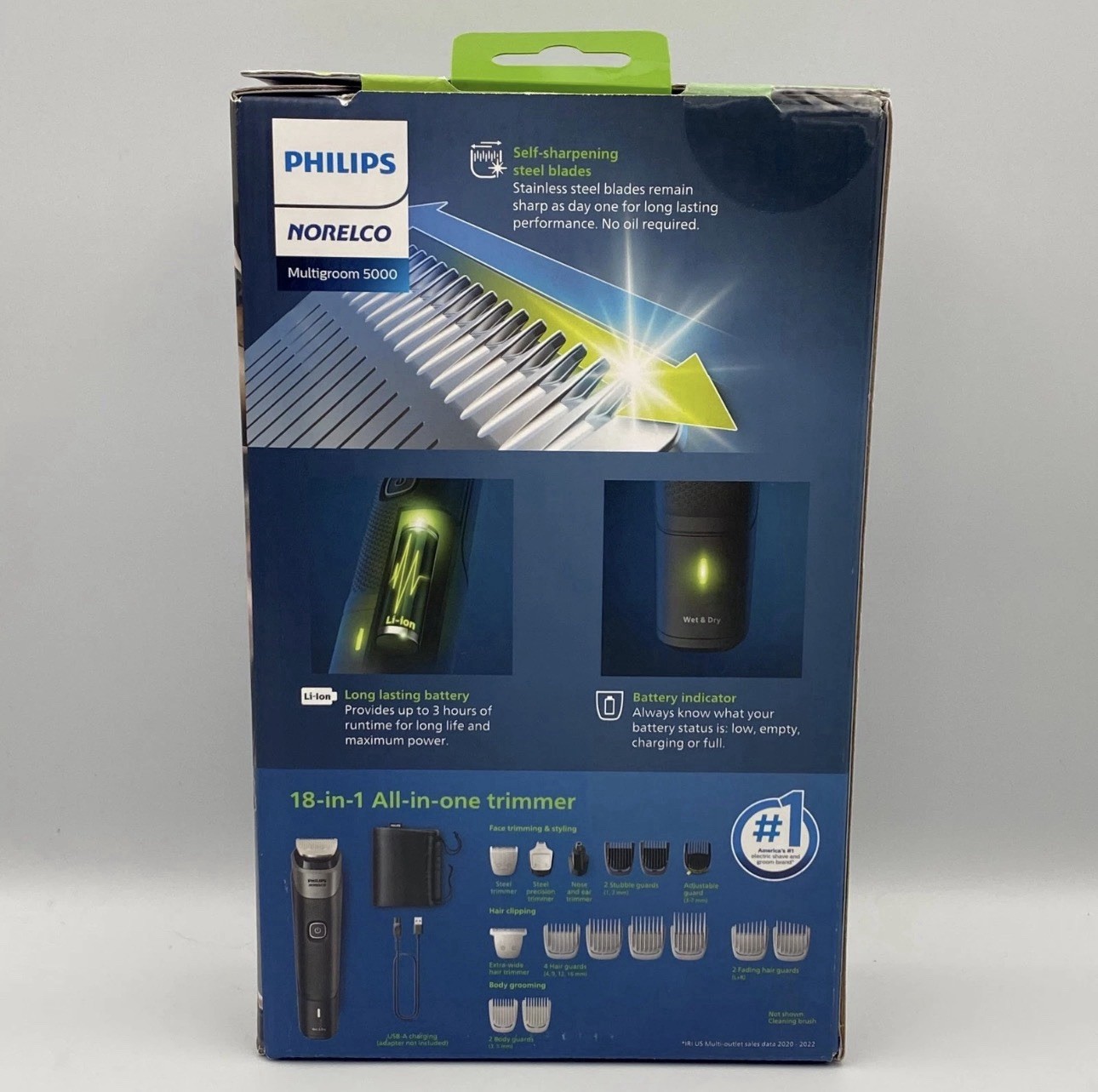 Philips Norelco Multigroom 5000 Trimmer 18pc 11 Lengths Body Face New MG5910