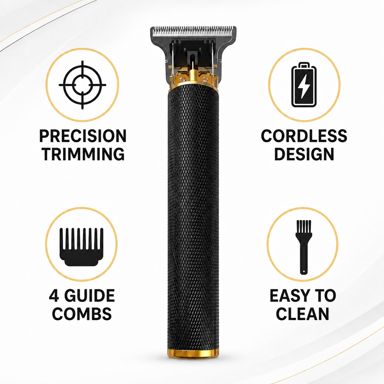 Vintage T9 Black Gold Beard Hair Trimmer USB Rechargeable Clipper Men Kit