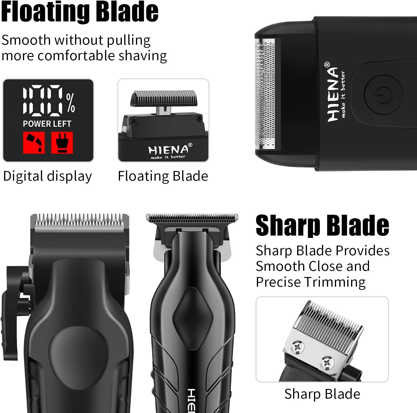 Hair Clipper Set for Men, 4-In-1 Cordless Kit | Adjustable Clipper, T-Blade Trim