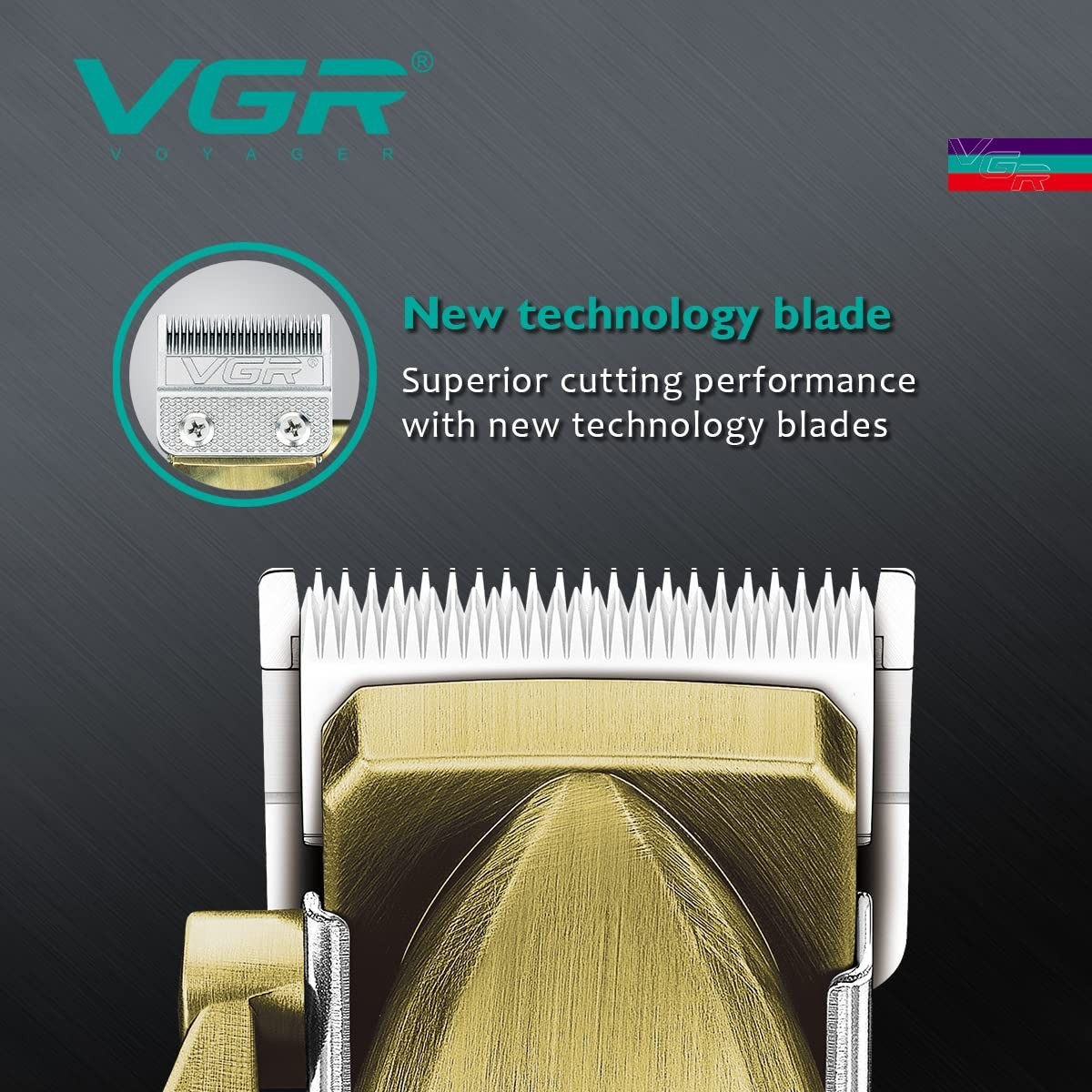 VGR V-688 Cordless Hair Clipper Digital Display 300-Minute Runtime Gold Groomer