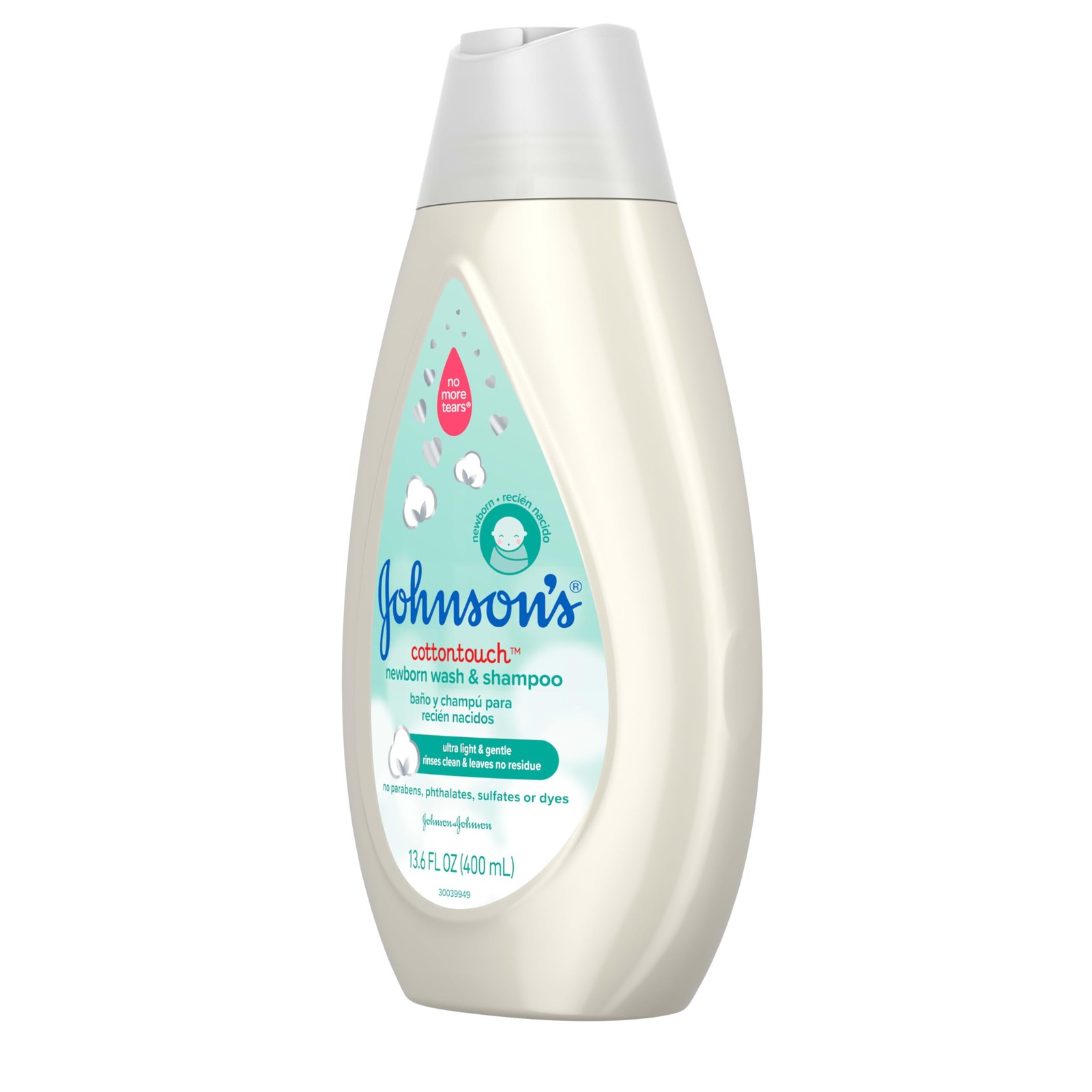 Johnson’s CottonTouch Newborn Baby Body Wash & 13.6 Fl Oz (Pack of 1), White