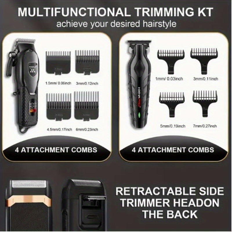 Professional Hair Clippers for Men, Cordless Barber Clippers and Trimmer Set
