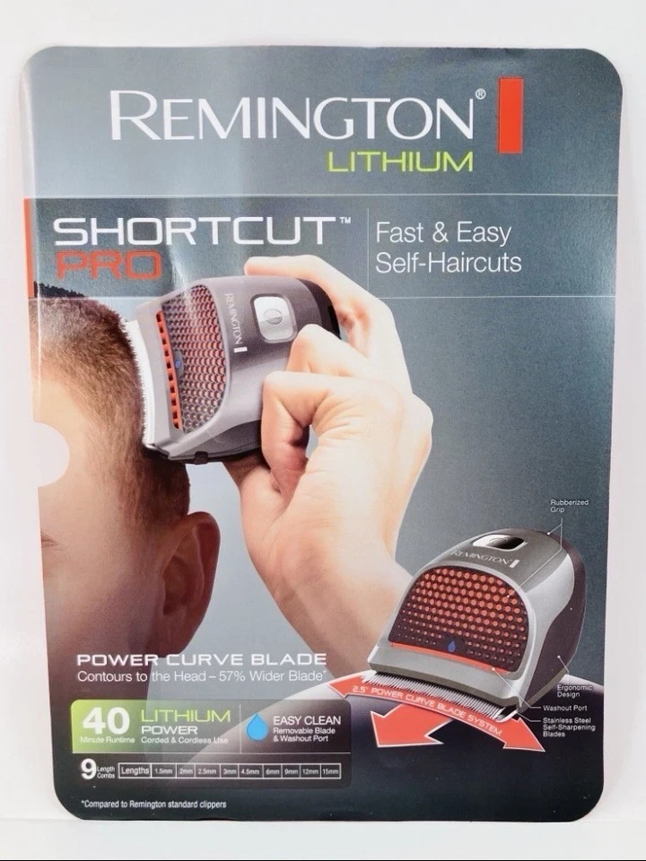Remington HC4250 Shortcut Pro Self Haircut Kit Lithium Cordless Clipper 9 Combs