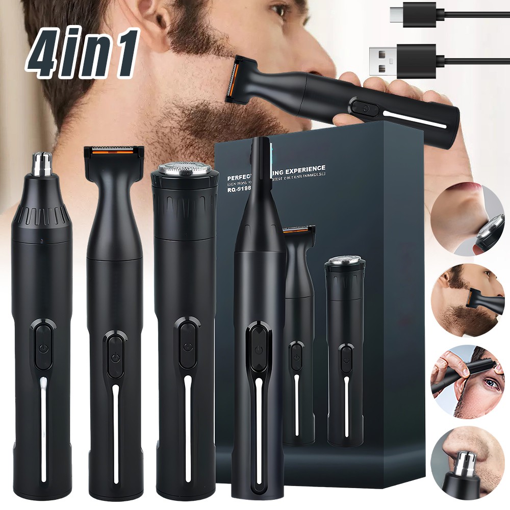 4in1 Electric Nose Ear Hair Trimmer Face Eyebrow Mustache Beard Shaver Clipper