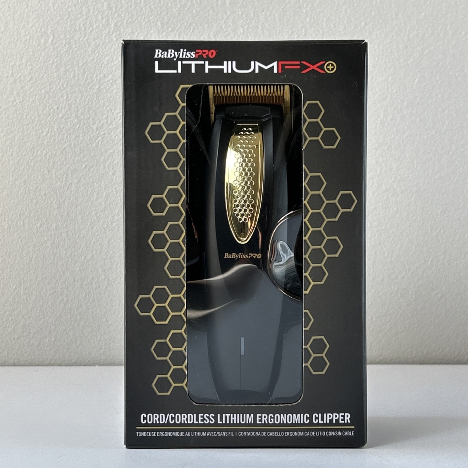 BaBylissPRO LithiumFX+ Cord/Cordless Black Gold Ergonomic Clipper FX673NS