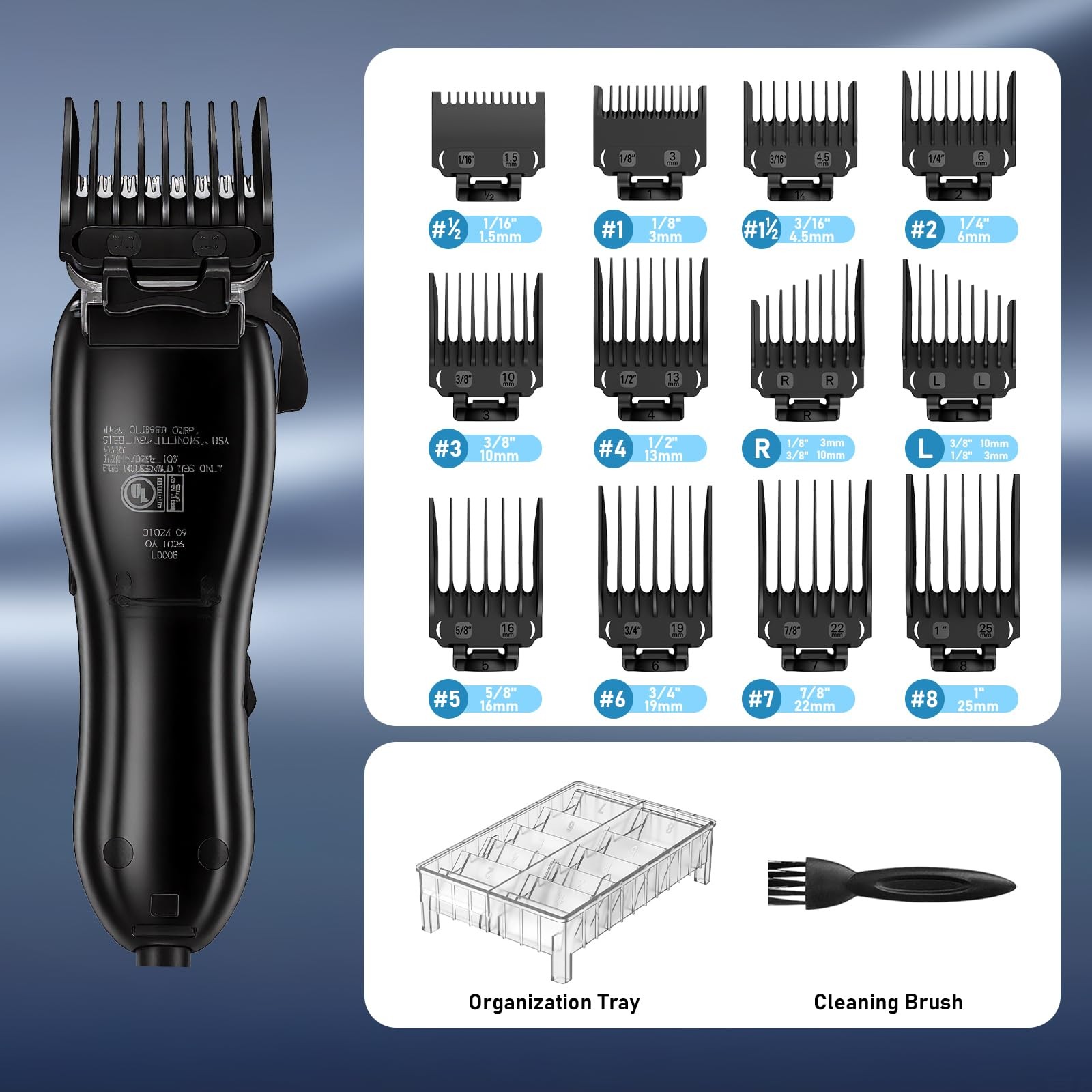 Hair Cutting Guards Set Organizer 1/161 Inch Barber Clipper Guide Combs 14 Pcs