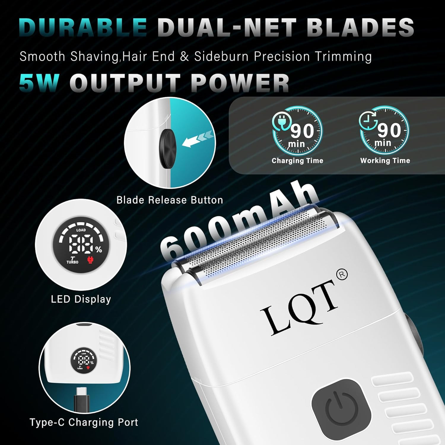 Hair Clippers for Men Rechargeable Cordless Beard Trimmer & Electric Shaver, Hai