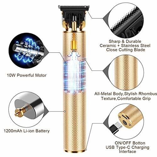 New Gold Professional Ornate Hair Clipper Portable Cordless Trimmer Edge