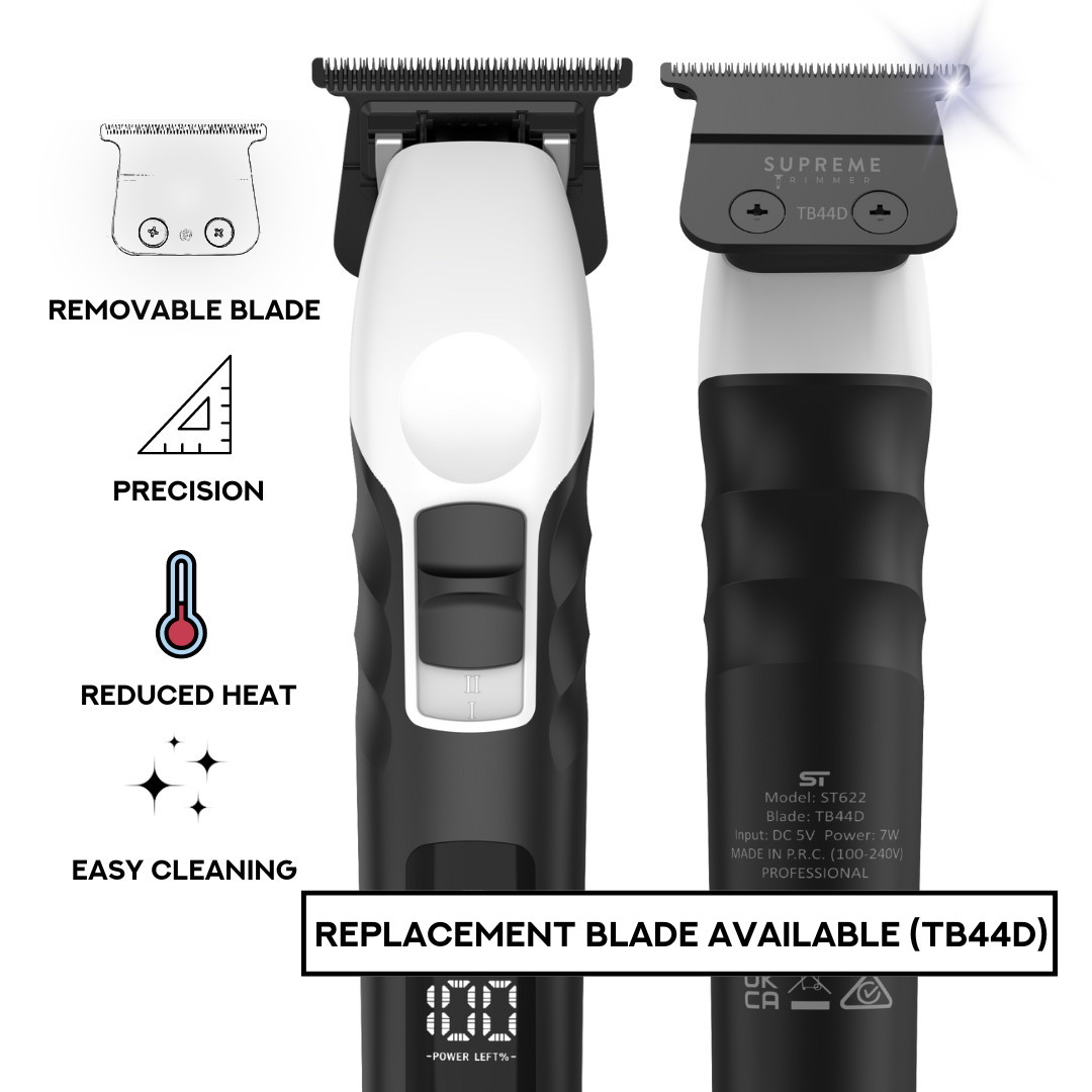 Supreme Trimmer 2Spee Hair Trimmer, 3 Hour Use, Detachable T-Blade | ST622 White