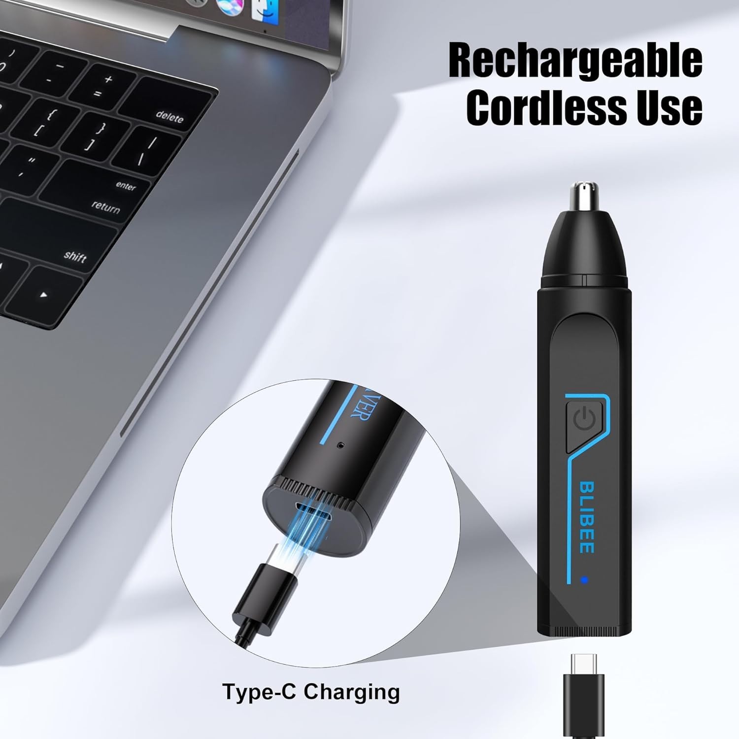 Ear and Nose Hair Trimmer with LED Display, USB Rechargeable Nose Trimmer