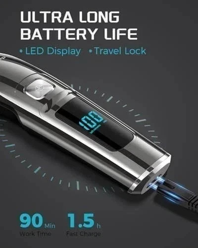 USA Stainless Steel Electric Shaver Lithium Ion 2.0+Beard Trimmer for Men/Barber