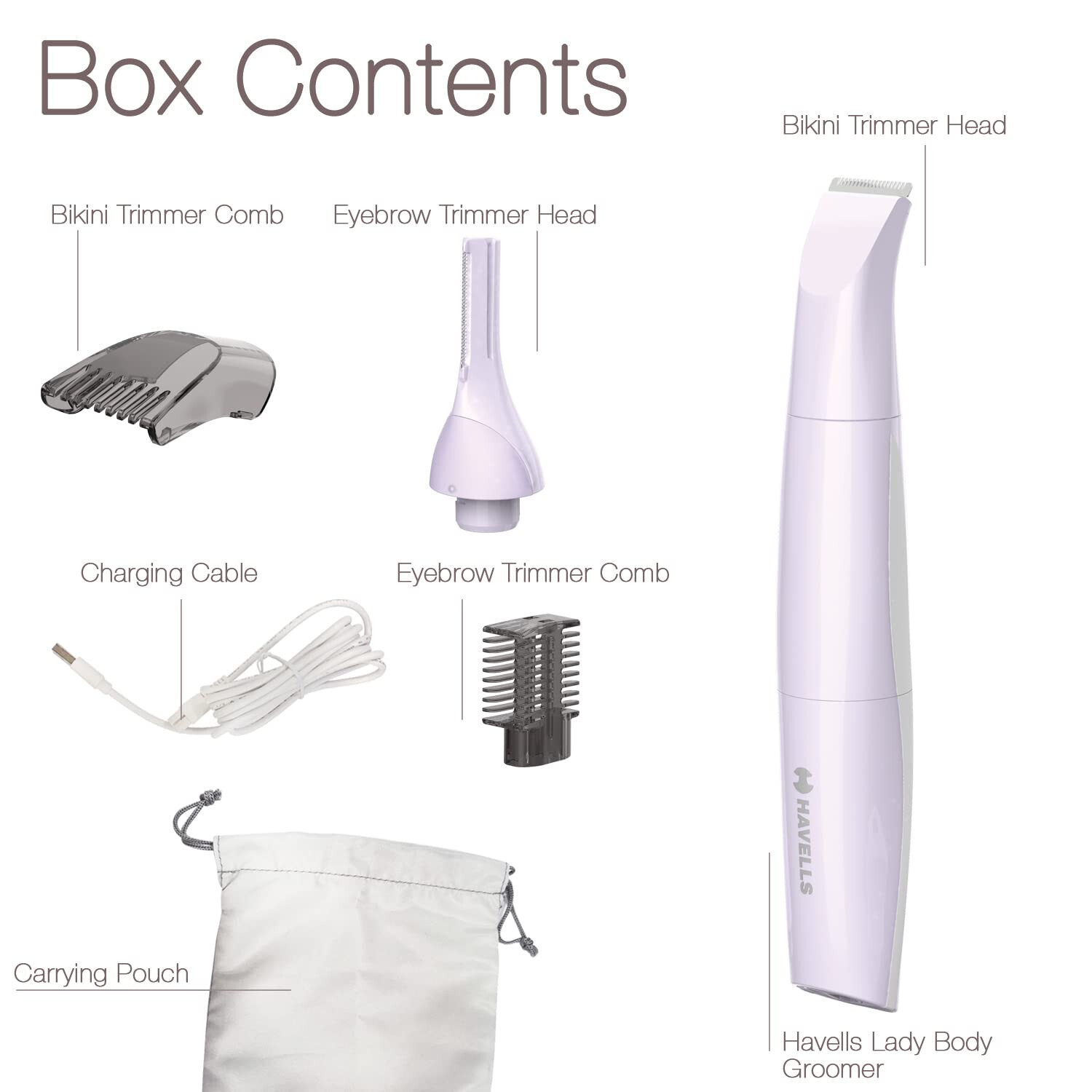 Havells 4-In-1 Lady Body Groomer, Purple,Recharegeable,‎FD5004,