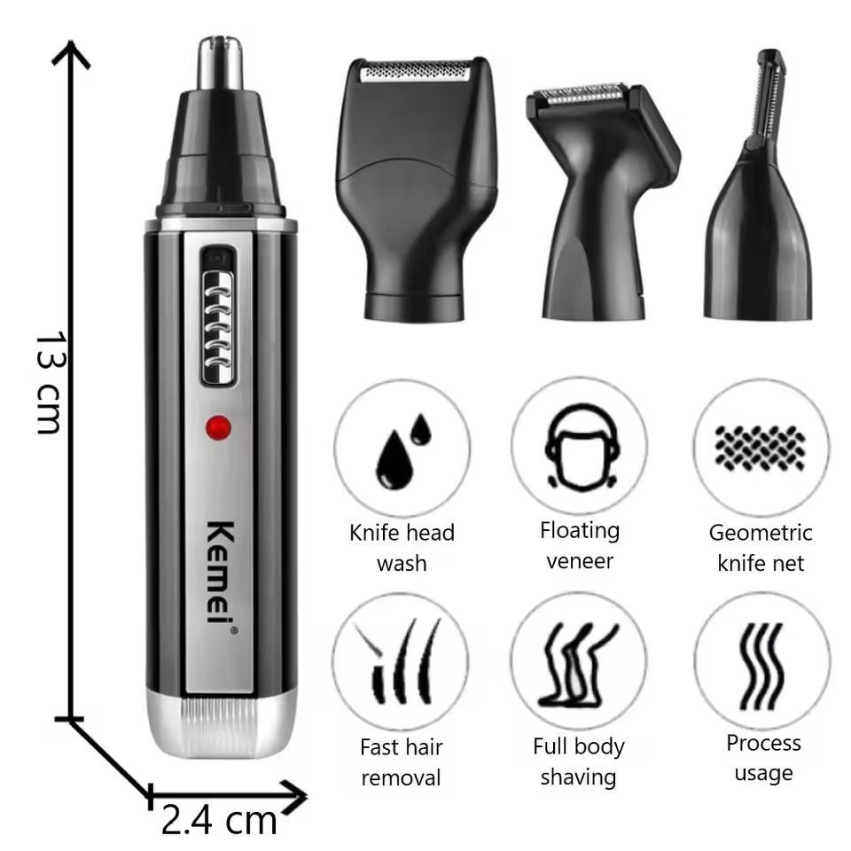 4in1 Rechargeable Nose Ear Hair Trimmer Men Electric Beard Eyebrow Shaver Kit